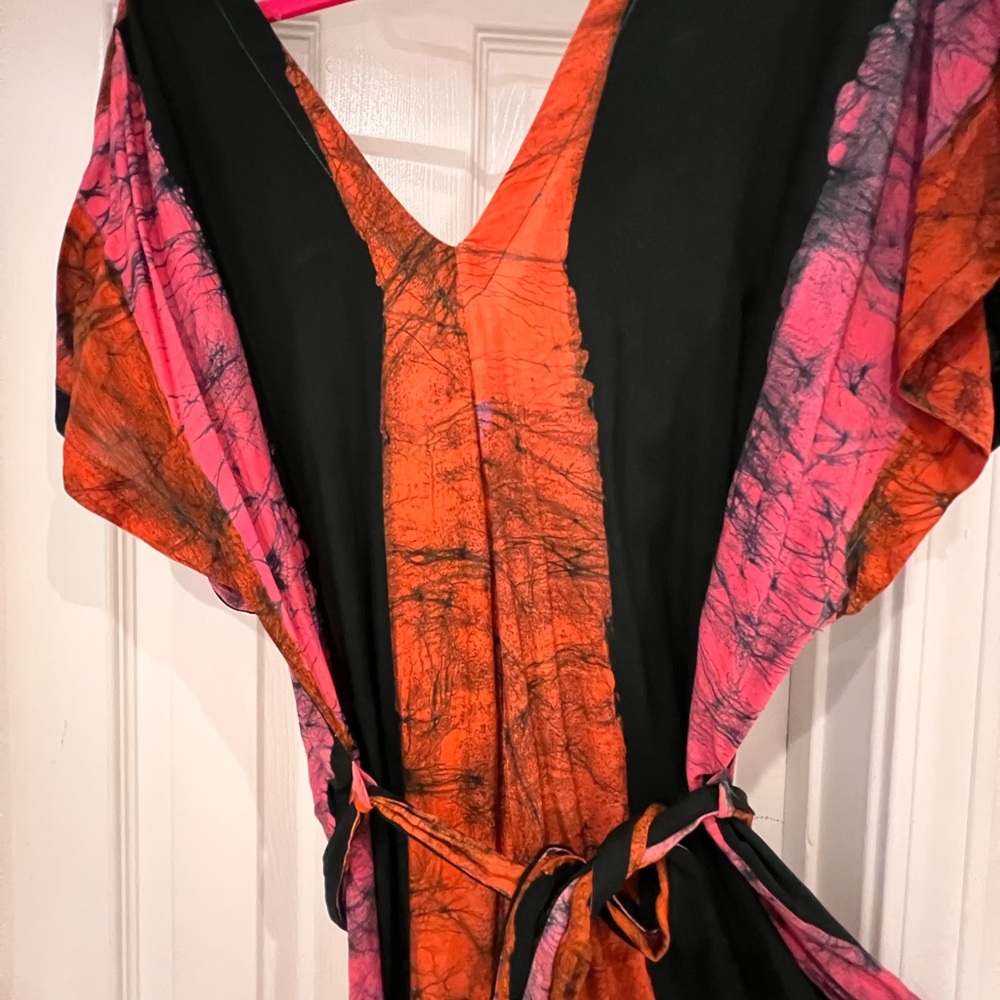 Osei-Duro Carmine Pink and Orange Batik Jumper